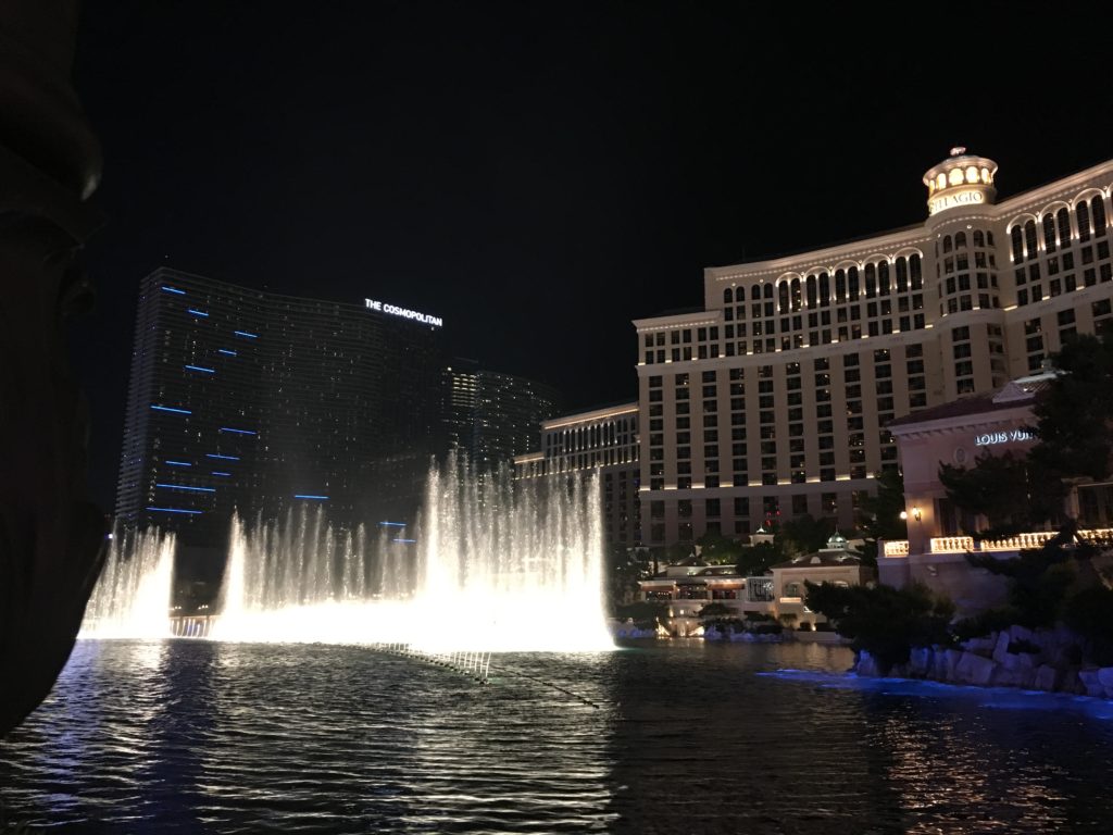 the Bellagio fountain and music display is so pretty at night!